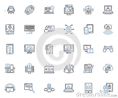 Data analysis line icons collection. Analytics, Statistics, Metrics, Visualization, Insights, Trends, Forecasting vector Vector Illustration