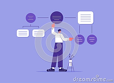 Data analysis, research concept or complex process flow chart Vector Illustration