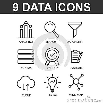 Data analysis set icon Vector Illustration