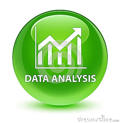 Data analysis (statistics icon) glassy green round button Cartoon Illustration