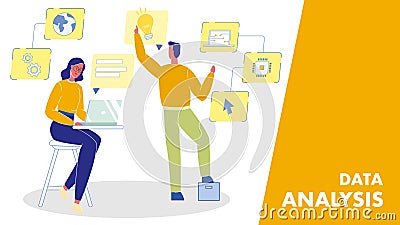 Data Analysis Vector Web Banner Layout with Text Vector Illustration