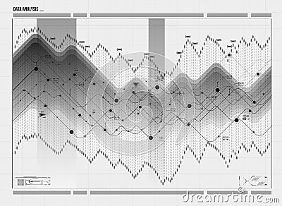 Data analysis visualization. Visual data complexity. Social network representation. Vector Illustration