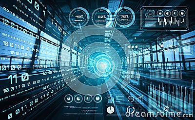 Data analytic concept with high speed motion digital transfer background Stock Photo