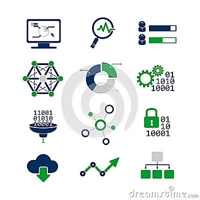 Data analytic icons set Vector Illustration