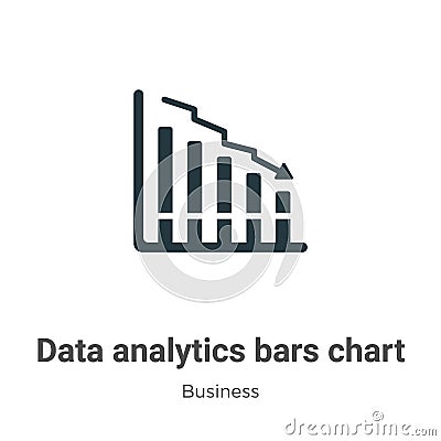 Data analytics bars chart with descendant line vector icon on white background. Flat vector data analytics bars chart with Vector Illustration