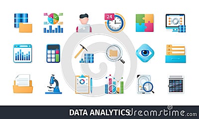 Data analytics 3d vector icon set Stock Photo