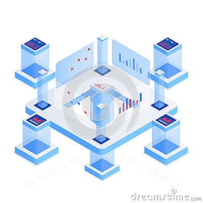 Data analytics platform isometric vector illustration Vector Illustration