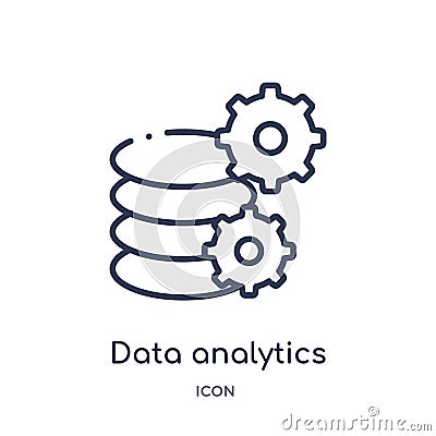 data analytics settings icon from user interface outline collection. Thin line data analytics settings icon isolated on white Vector Illustration