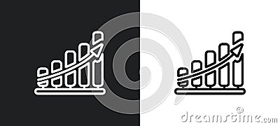 data analytics upgoing bars chart outline icon in white and black colors. data analytics upgoing bars chart flat vector icon from Vector Illustration
