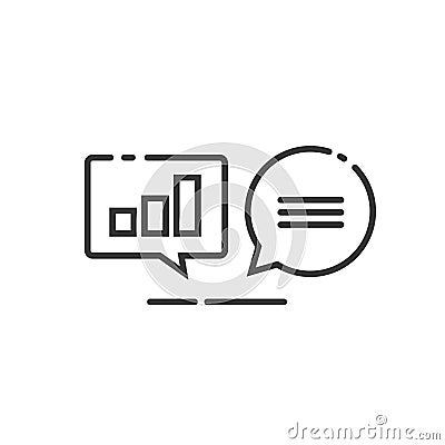 Data analytics vector icon, line outline analyzing information statistics chat, search optimization, investigation Vector Illustration