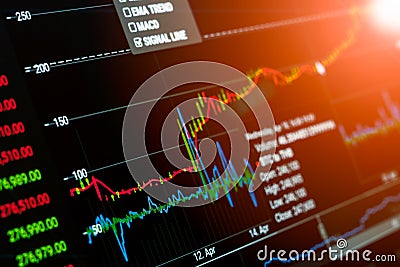 Data analyzing in BTC exchange stock market: the candle charts, Stock Photo