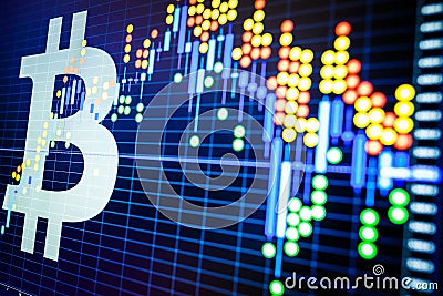 Data analyzing in exchange stock market: the candle chars on dis Stock Photo