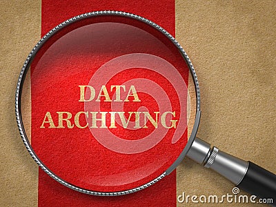 Data Archiving - Magnifying Glass. Stock Photo