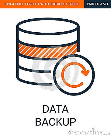Data Backup Colorful Simple Outline Vector Icon. Vector Illustration