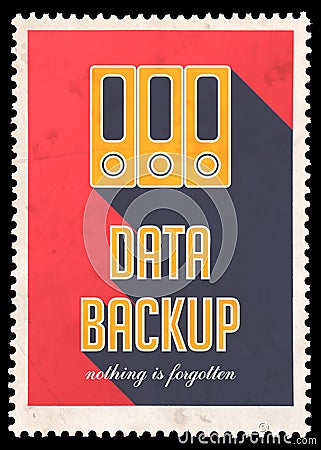 Data Backup on Red in Flat Design. Stock Photo