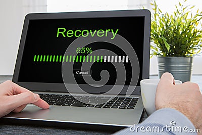 Data backup restoration recovery restore browsing plan network Stock Photo