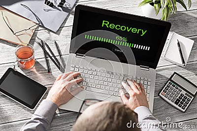 Data backup restoration recovery restore browsing plan network Stock Photo