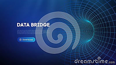 Data bridge vector illustration. Traffic big data and data visualization. Communication network digital technology Vector Illustration