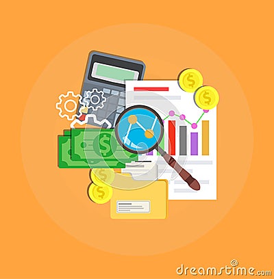 Data business marketing design. Process success information technology report. Connection digital computing vector icon. Developme Vector Illustration