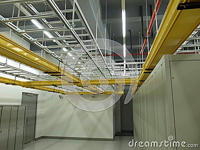 Data Center cable trays setup Stock Photo