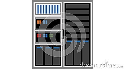 Data center with CPUs control lights and switching card slots Stock Photo