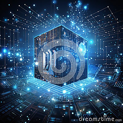 Data center and digital technology concept. Science technology. Generative ai Stock Photo