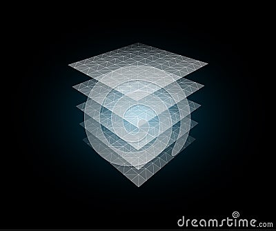 Data center industry, cyberspace vector illustration. 3d IT sphere element. Computing and networking equipment storage Vector Illustration