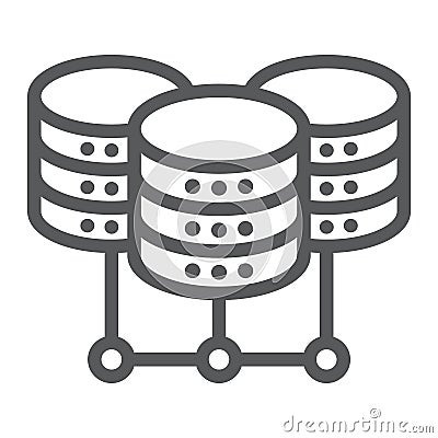 Data Center line icon, data and analytics Vector Illustration