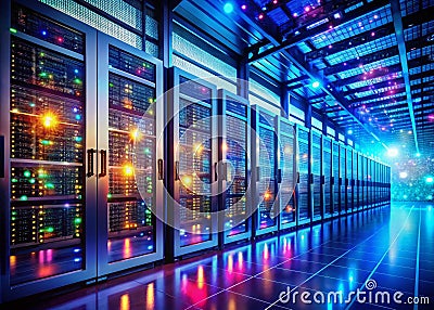 Data Center Security Scan Ensuring Network Integrity and Business Continuity Through Comprehensive Server Monitoring Stock Photo