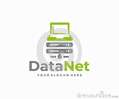 Data center storage logo design. Cloud Computing server connect vector design Vector Illustration