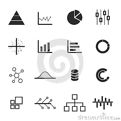 Data, chart, diagram icon set Vector Illustration