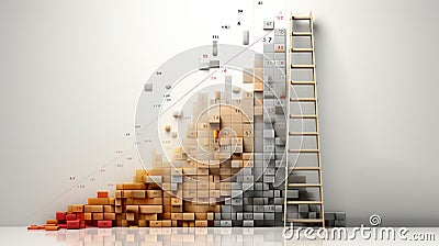A Data Chart or Graph Where Each Bar or Data Point Forms a Rung of an Abstract Ladder Background Stock Photo