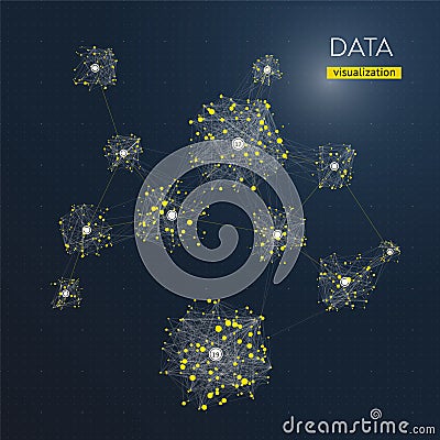 Data complexity. Big data visualization. Analytics abstract concept. Information cluste Vector Illustration