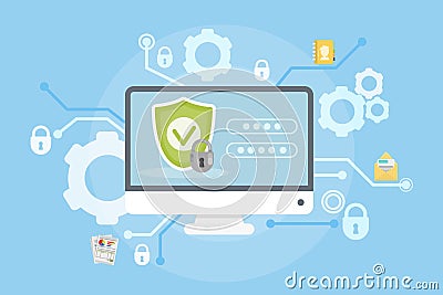Data and computer protection. Vector Illustration