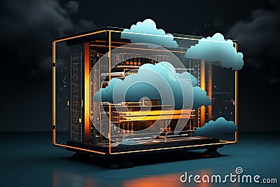 Data concept ai storage abstract security symbol internet connect design technology cyber business networking cloud Stock Photo