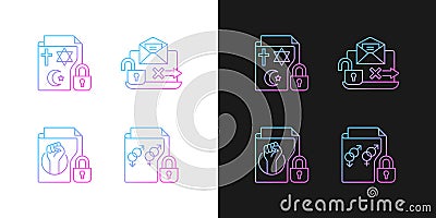 Data confidentiality gradient icons set for dark and light mode Vector Illustration