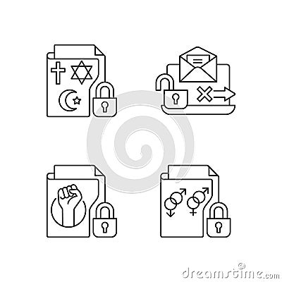 Data confidentiality linear icons set Vector Illustration