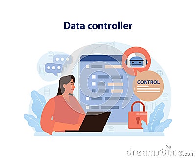 Data controller concept. Flat vector illustration Vector Illustration