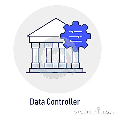 Data Controller GDPR Icon: Data Governance. Data governance symbol, GDPR data control, data control expert. Vector Illustration