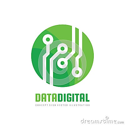 Data digital vector logo design. Electronic technology concept sign. Vector Illustration