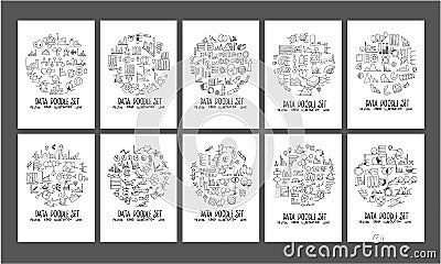 Data doodle illustration circle form on a4 paper wallpaper backg Cartoon Illustration