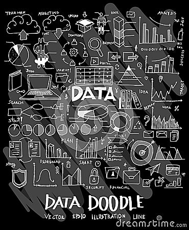 Data doodle illustration wallpaper background line sketch style Cartoon Illustration