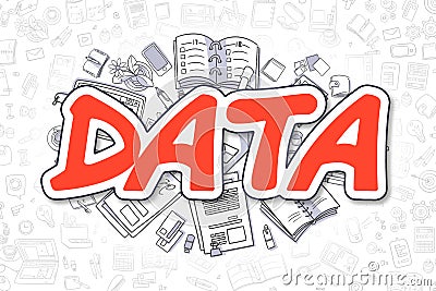 Data - Doodle Red Inscription. Business Concept. Stock Photo