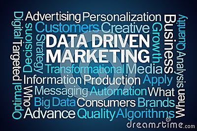 Data Driven Marketing Word Cloud Stock Photo