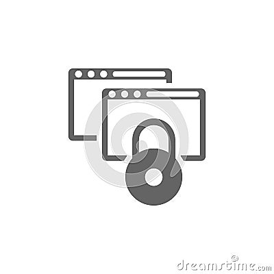 Data encryption, locked website, online security concept, ssl protocol, webpage protection icon Stock Photo