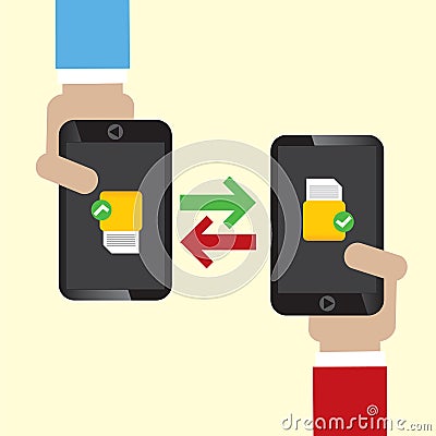 Data Exchange on Mobile. Vector Illustration