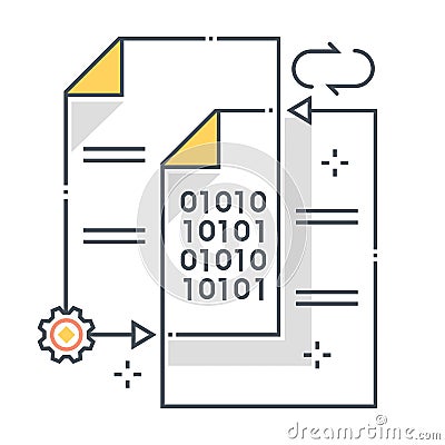 Data exchange related color line vector icon, illustration Vector Illustration