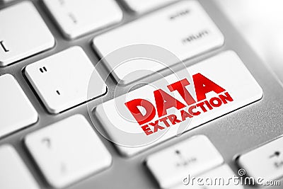 Data Extraction text button on keyboard, concept background Stock Photo