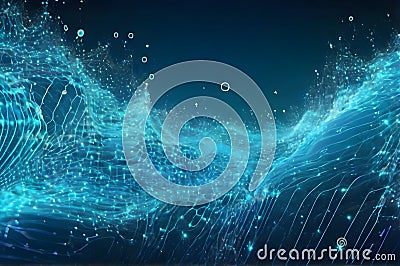 Data flowing across the screen, forming a dark black seamless and interconnected network. tiny light particle data network Stock Photo