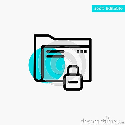 Data, Folder, Password, Protection, Secure turquoise highlight circle point Vector icon Vector Illustration